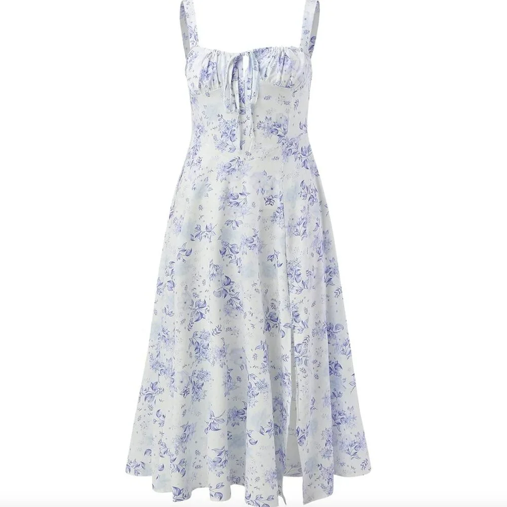 Blue Floral Summer Dress - Picture 2 of 9